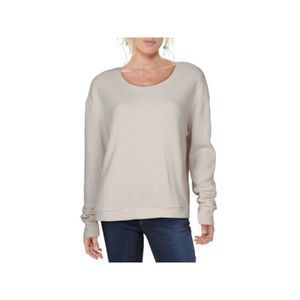 THEO AND SPENCE Womens Pink Ribbed Long Sleeve Scoop Neck Sweater Size: M